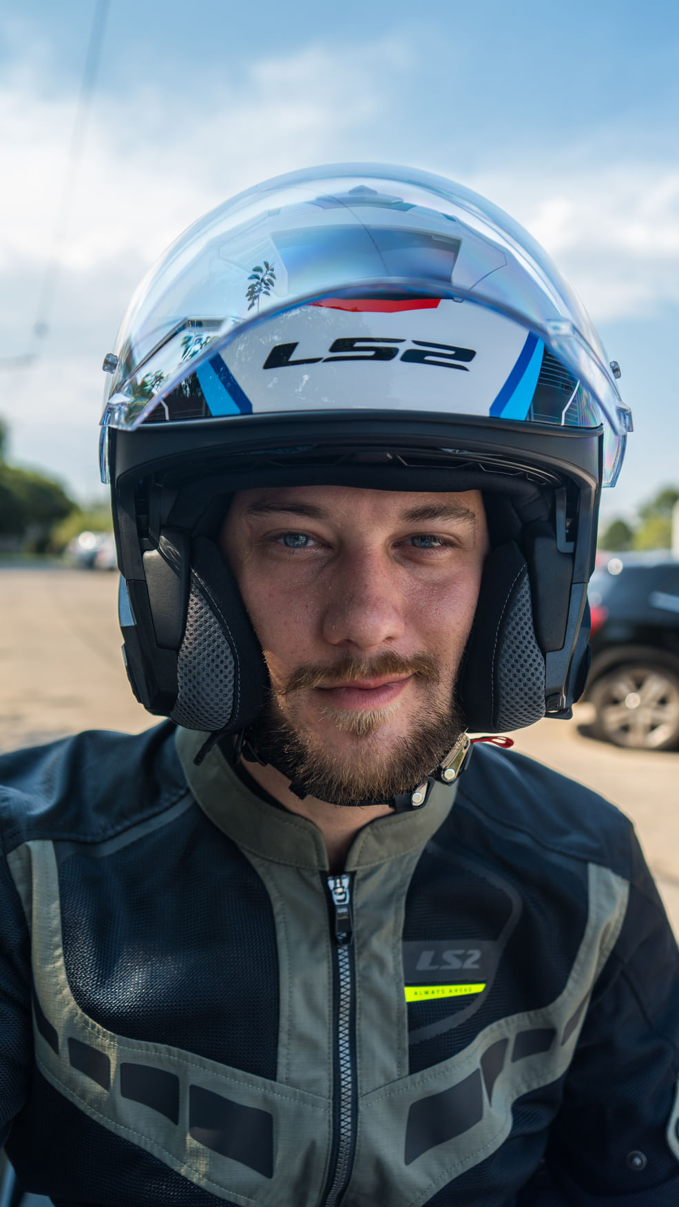 Casco LS2 618 Verso II Air Blanco / Azul / Brillo